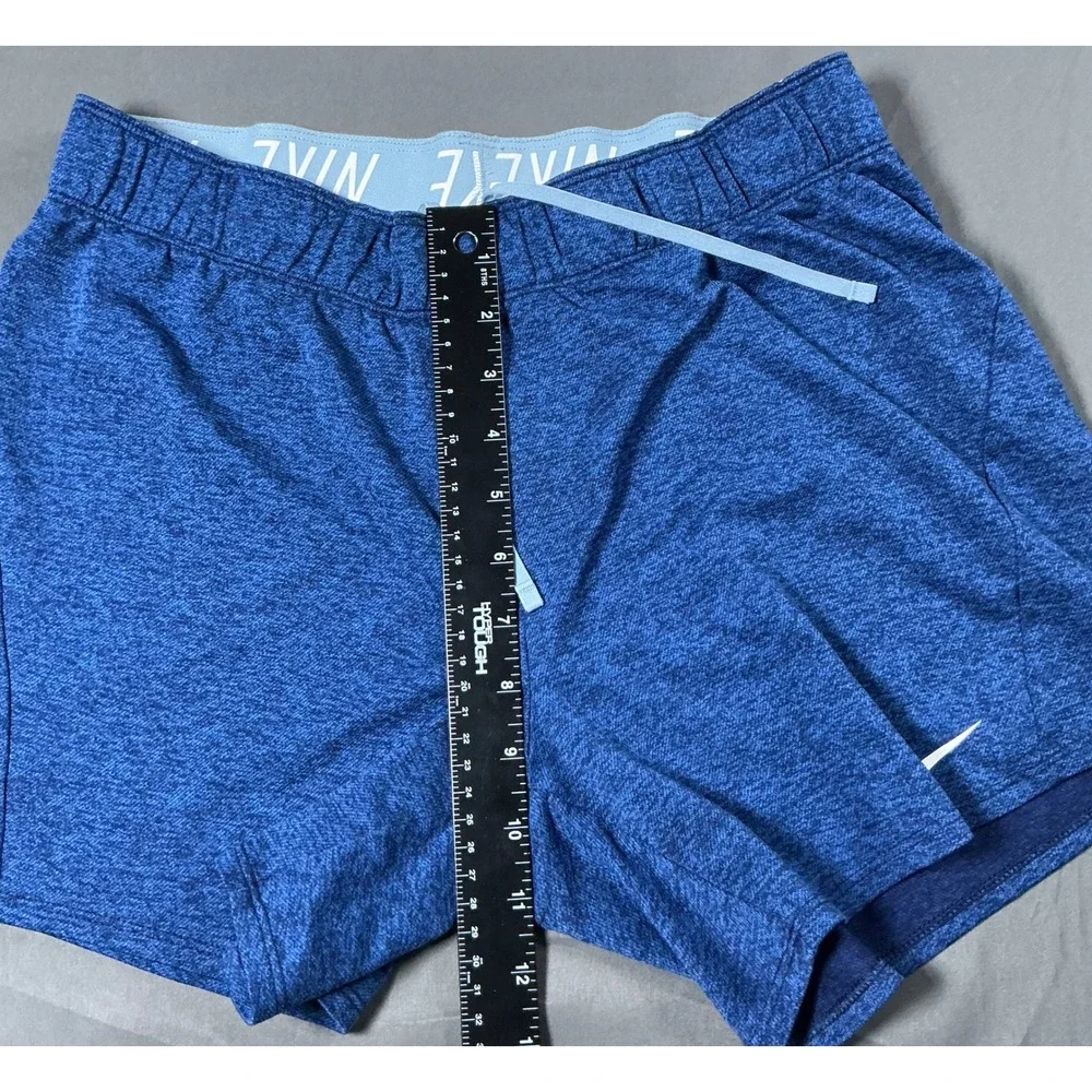 Nike Dri-FIT Womens Blue Heathered Running Athletic Shorts Small Drawstring